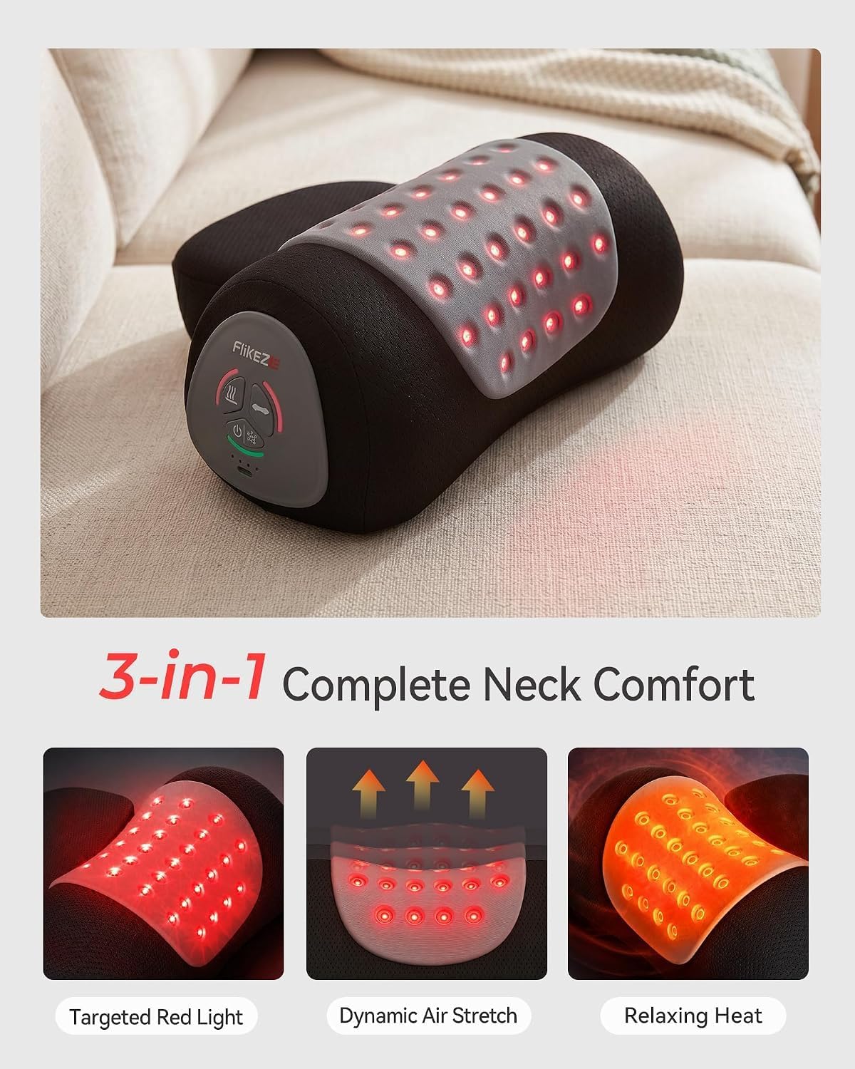 Heated Neck Traction Device with Red Light and Dynamic Massage