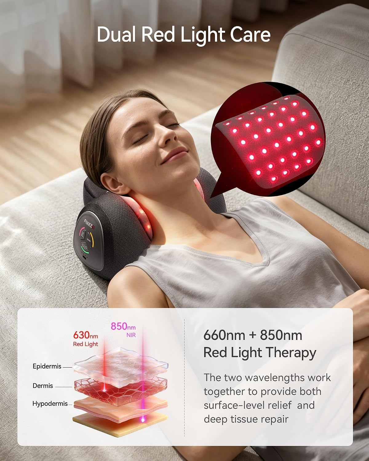 Heated Neck Traction Device with Red Light and Dynamic Massage