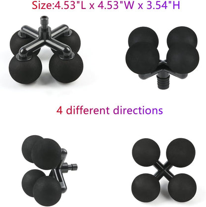 Massager Head with 4 Round Balls Massage Gun Soft Heads Replacement 4 Balls Massage Head with 3 Sizes Silicone Adapters