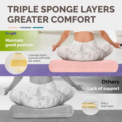 Triple-Layer Sponge Yoga Bolster Pillow for Restorative Yoga & Meditation - Versatile Yoga Support Pillow, Balance & Poses Modification