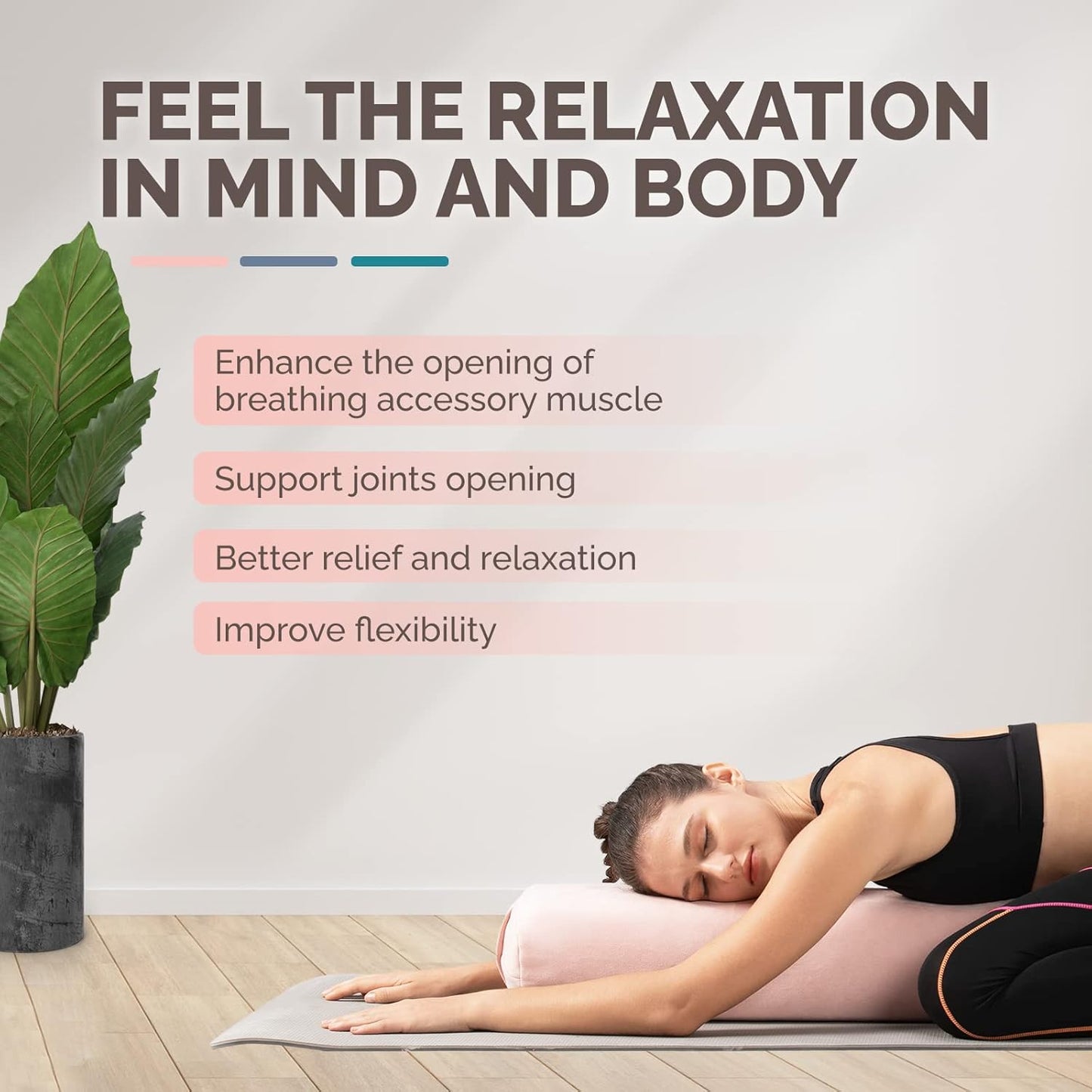 Triple-Layer Sponge Yoga Bolster Pillow for Restorative Yoga & Meditation - Versatile Yoga Support Pillow, Balance & Poses Modification