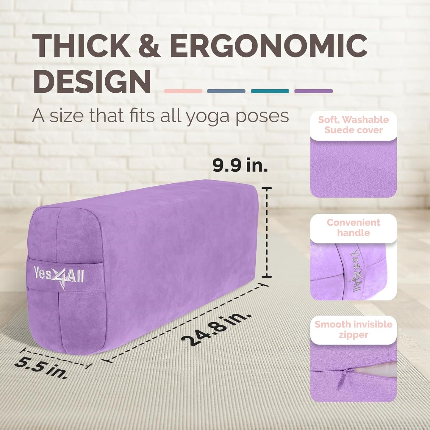Triple-Layer Sponge Yoga Bolster Pillow for Restorative Yoga & Meditation - Versatile Yoga Support Pillow, Balance & Poses Modification