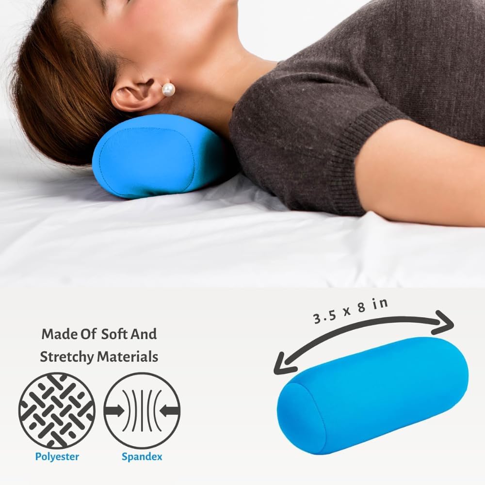 Mini Microbead Pillow – 3.5"x8" Small Neck Pillow for Travel, Airplane, Car – Squishy Support for Neck, Back, Legs, Knees, Arms – Ideal for Surgery Recovery – Purple