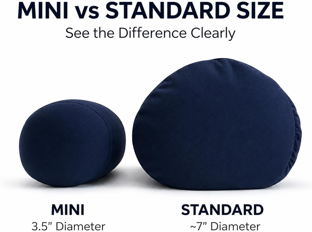 Mini Microbead Pillow – 3.5"x8" Small Neck Pillow for Travel, Airplane, Car – Squishy Support for Neck, Back, Legs, Knees, Arms – Ideal for Surgery Recovery – Purple