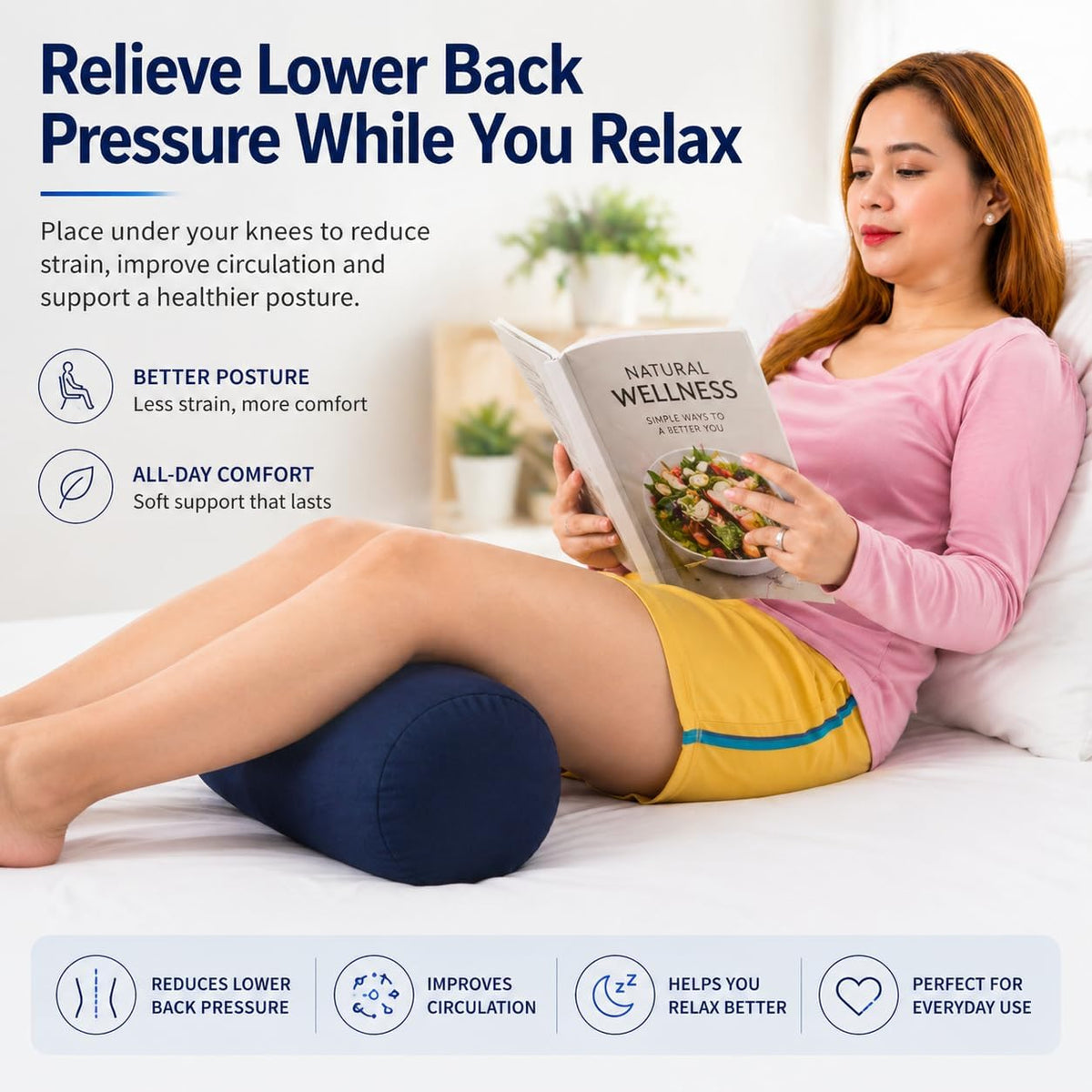 Mini Microbead Pillow – 3.5"x8" Small Neck Pillow for Travel, Airplane, Car – Squishy Support for Neck, Back, Legs, Knees, Arms – Ideal for Surgery Recovery – Purple