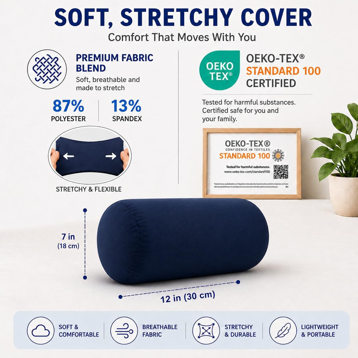 Mini Microbead Pillow – 3.5"x8" Small Neck Pillow for Travel, Airplane, Car – Squishy Support for Neck, Back, Legs, Knees, Arms – Ideal for Surgery Recovery – Purple