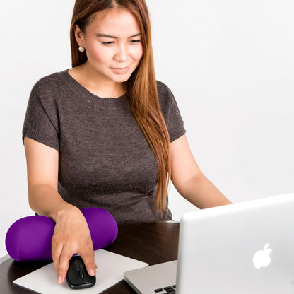 Mini Microbead Pillow – 3.5"x8" Small Neck Pillow for Travel, Airplane, Car – Squishy Support for Neck, Back, Legs, Knees, Arms – Ideal for Surgery Recovery – Purple