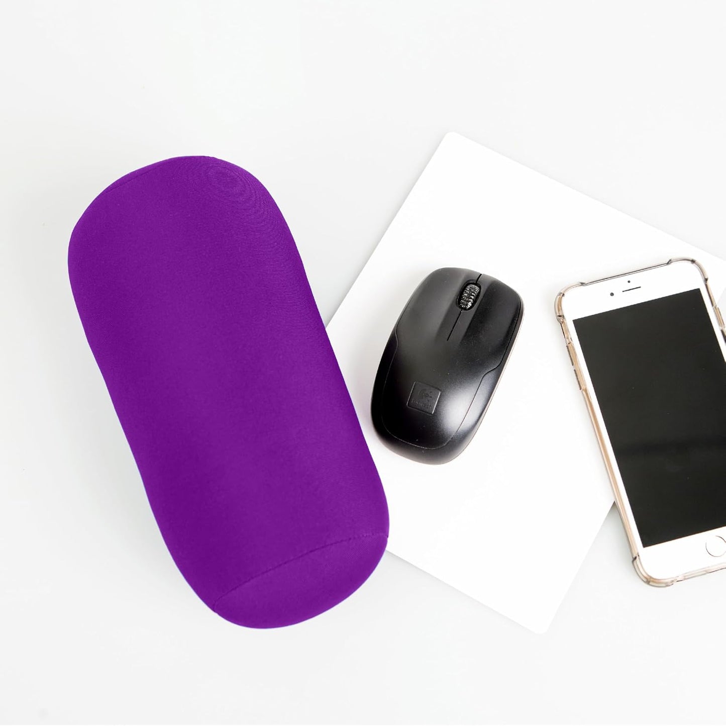 Mini Microbead Pillow – 3.5"x8" Small Neck Pillow for Travel, Airplane, Car – Squishy Support for Neck, Back, Legs, Knees, Arms – Ideal for Surgery Recovery – Purple