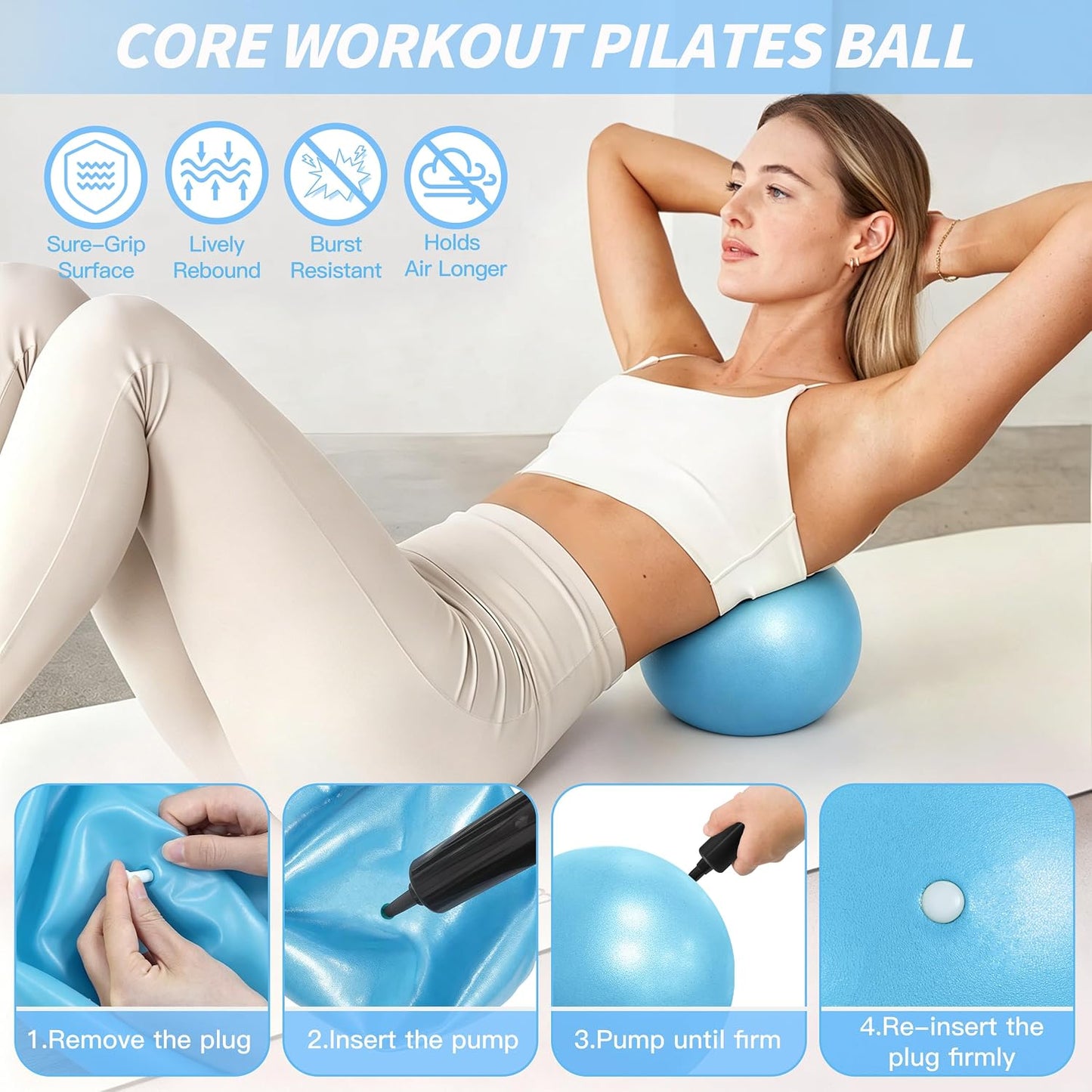 Pilates Kit, Home Pilates Workout Kit for Women, Pilates Equipment with 14.5" Pilates Ring and Ball, Resistance Bands, Ankle Weights, Sliders & Grip Socks for Home Workouts