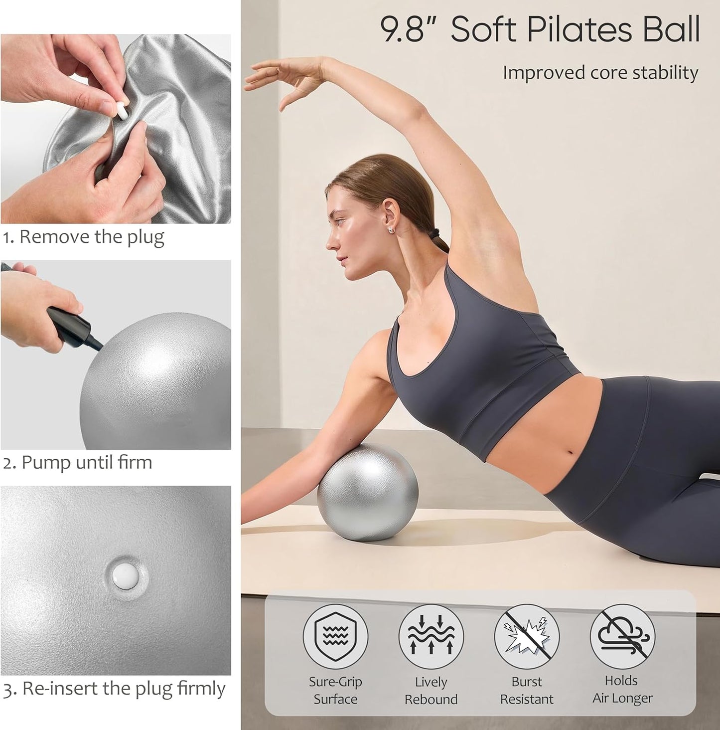 Pilates Kit, Home Pilates Workout Kit for Women, Pilates Equipment with 14.5" Pilates Ring and Ball, Resistance Bands, Ankle Weights, Sliders & Grip Socks for Home Workouts