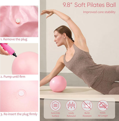Pilates Kit, Home Pilates Workout Kit for Women, Pilates Equipment with 14.5" Pilates Ring and Ball, Resistance Bands, Ankle Weights, Sliders & Grip Socks for Home Workouts