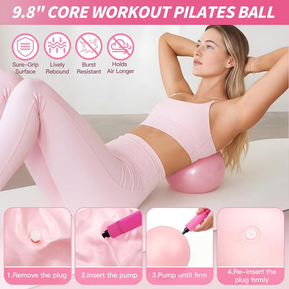 Pilates Kit, Home Pilates Workout Kit for Women, Pilates Equipment with 14.5" Pilates Ring and Ball, Resistance Bands, Ankle Weights, Sliders & Grip Socks for Home Workouts
