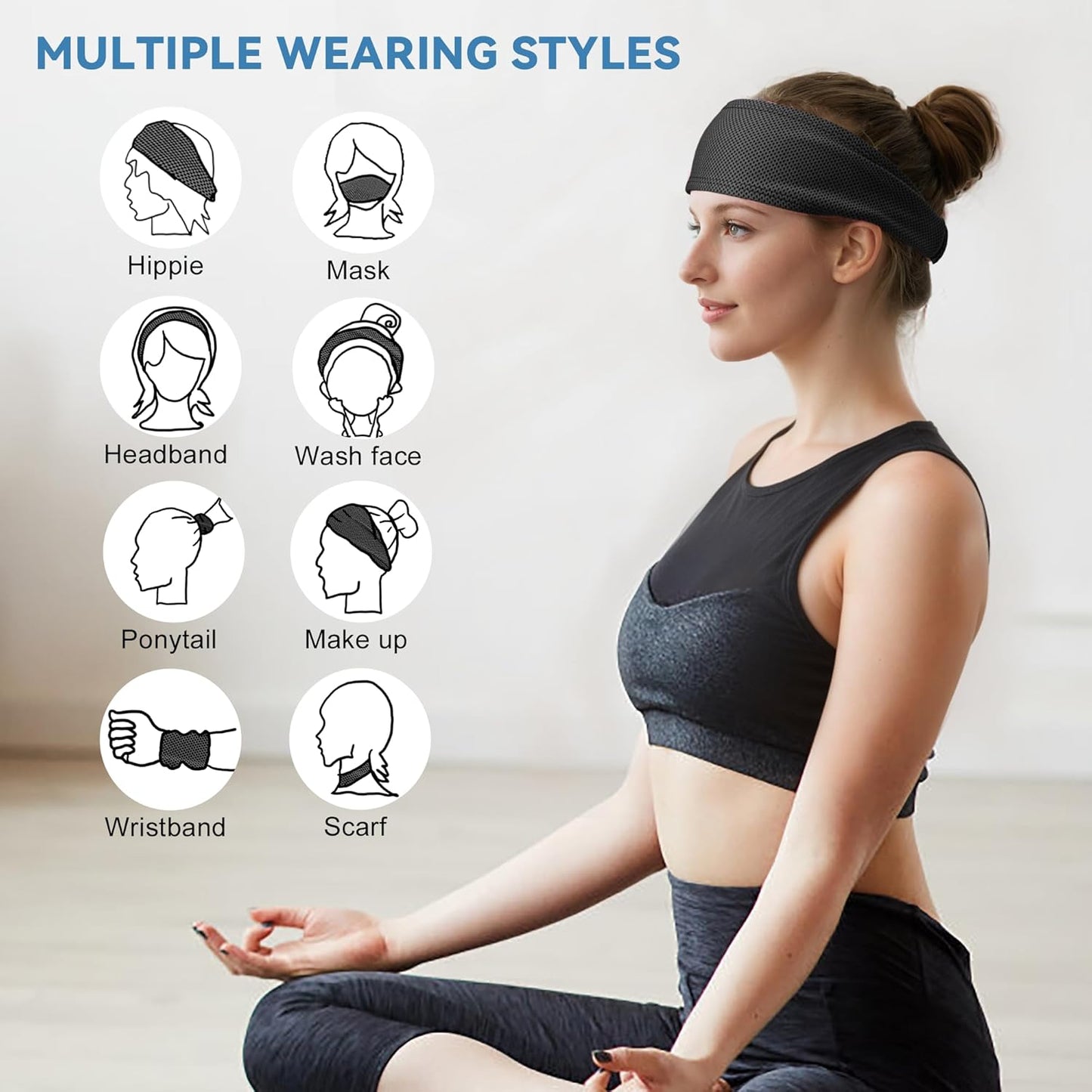 Cooling Headbands for Women, Instant Cooling Moisture Wicking Non-Slip Sweatbands for Women Running Fitness Yoga