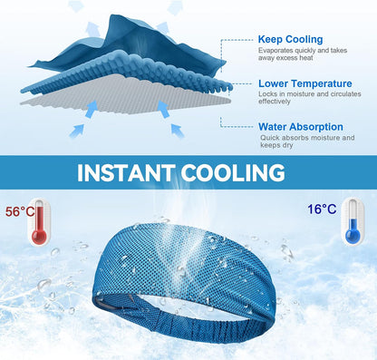 Cooling Headbands for Women, Instant Cooling Moisture Wicking Non-Slip Sweatbands for Women Running Fitness Yoga