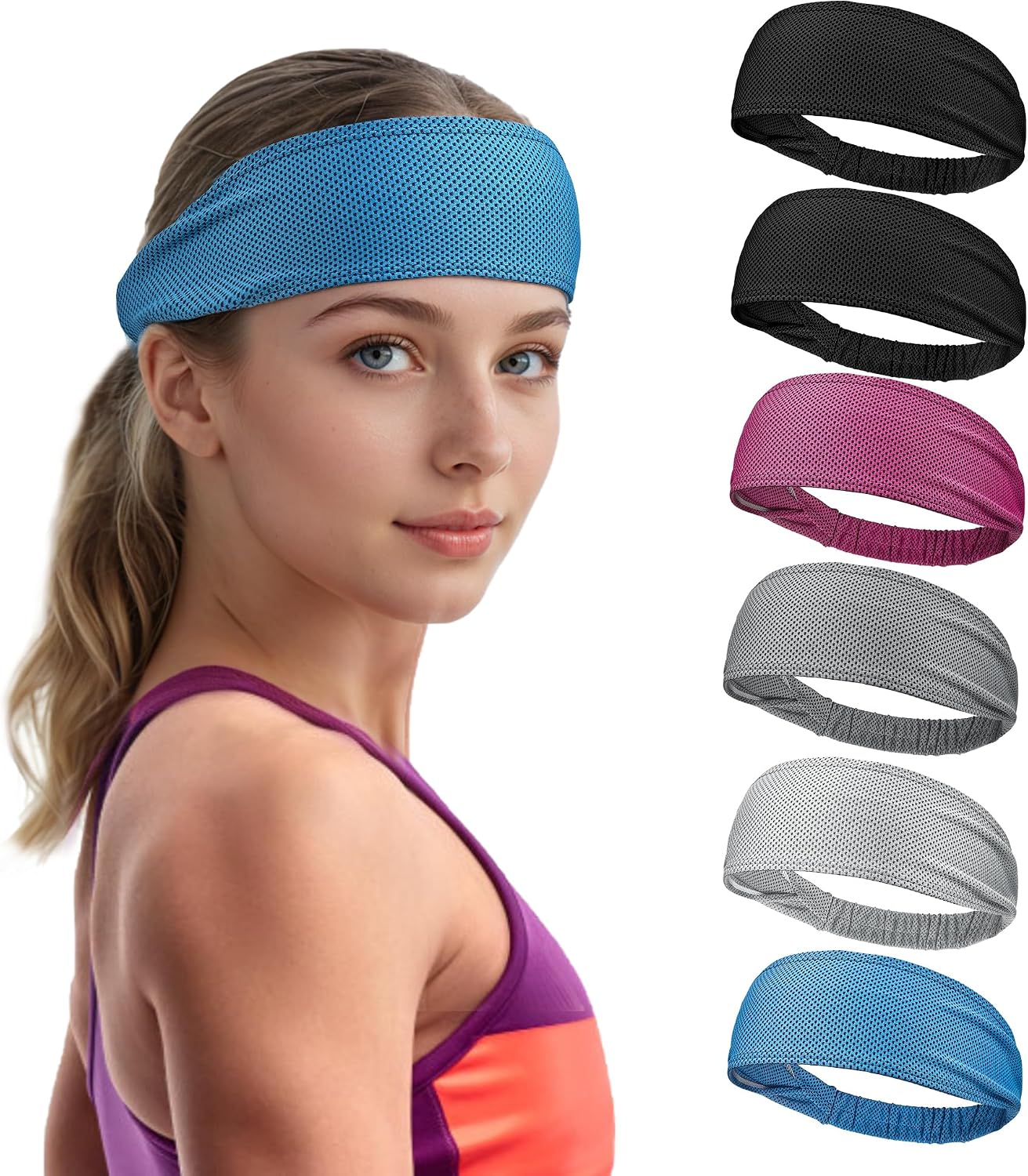 Cooling Headbands for Women, Instant Cooling Moisture Wicking Non-Slip Sweatbands for Women Running Fitness Yoga