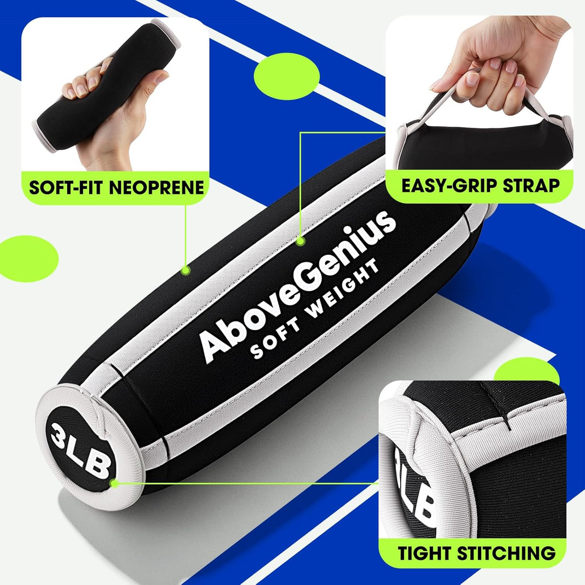 Hand Weights for Women Men, 6pc Soft Dumbbell Set (1lb 2lb 3lb 4lb) Walking Weights with Hand Straps, Comfortable Iron Sand Filled Dumbbells for At Home Workout, Running, Yoga, Pilates, Physical Therapy, 12lbs/18lbs Total