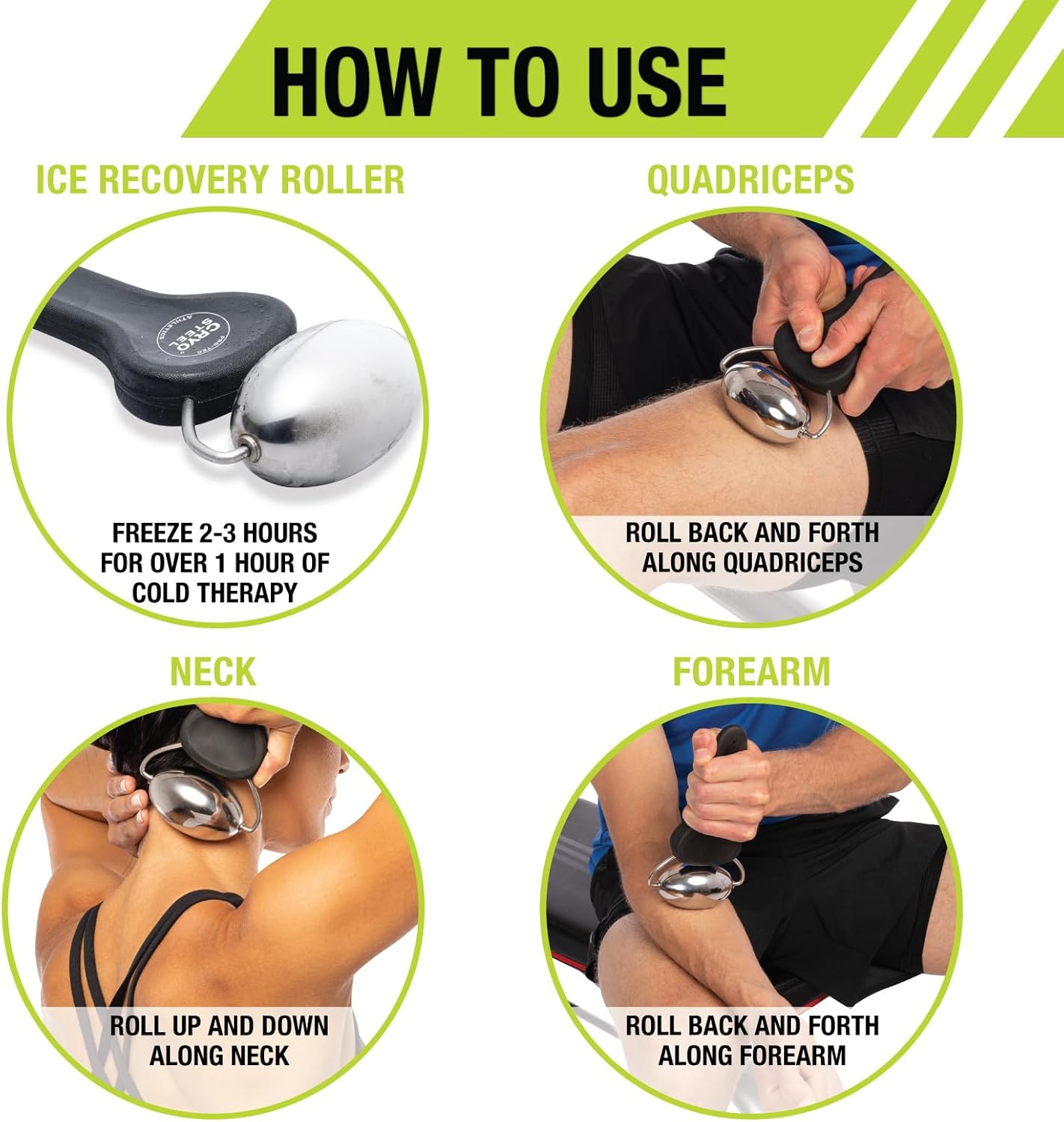 Rollers, RM Extreme, RM Extreme Mini Roller, Cryosteel Ice Roller, Portable Roller, Deep Tissue Massage, Muscle Relief, Hamstring, Quadriceps, Multi-Directional, Enhance Performance