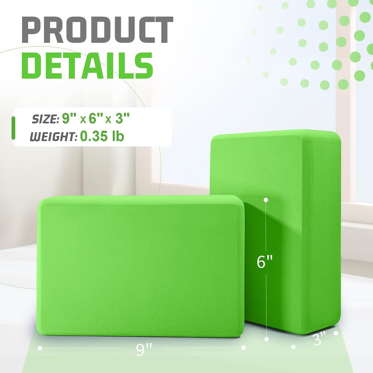Foam Block Supportive Latex-Free with Rounded Edges, Non-Slip Exercise Blocks for Pilates, Meditation, Balance, Stretching and Deep Poses