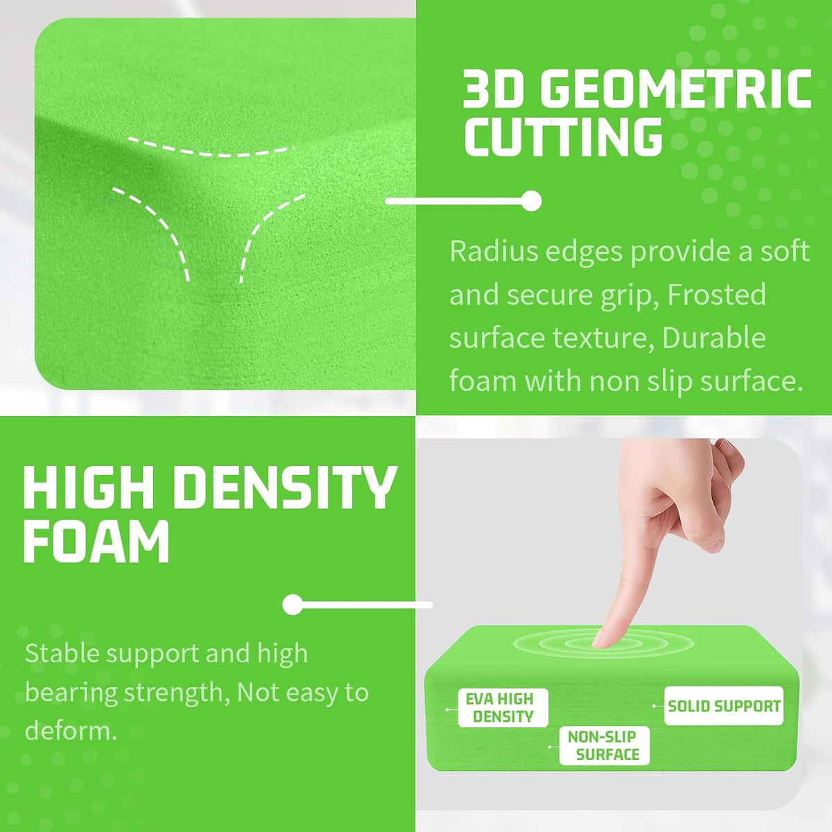 Foam Block Supportive Latex-Free with Rounded Edges, Non-Slip Exercise Blocks for Pilates, Meditation, Balance, Stretching and Deep Poses