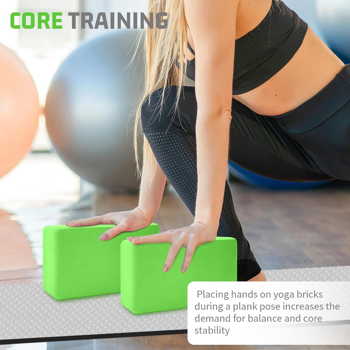Foam Block Supportive Latex-Free with Rounded Edges, Non-Slip Exercise Blocks for Pilates, Meditation, Balance, Stretching and Deep Poses