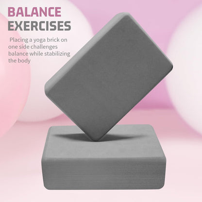 Foam Block Supportive Latex-Free with Rounded Edges, Non-Slip Exercise Blocks for Pilates, Meditation, Balance, Stretching and Deep Poses