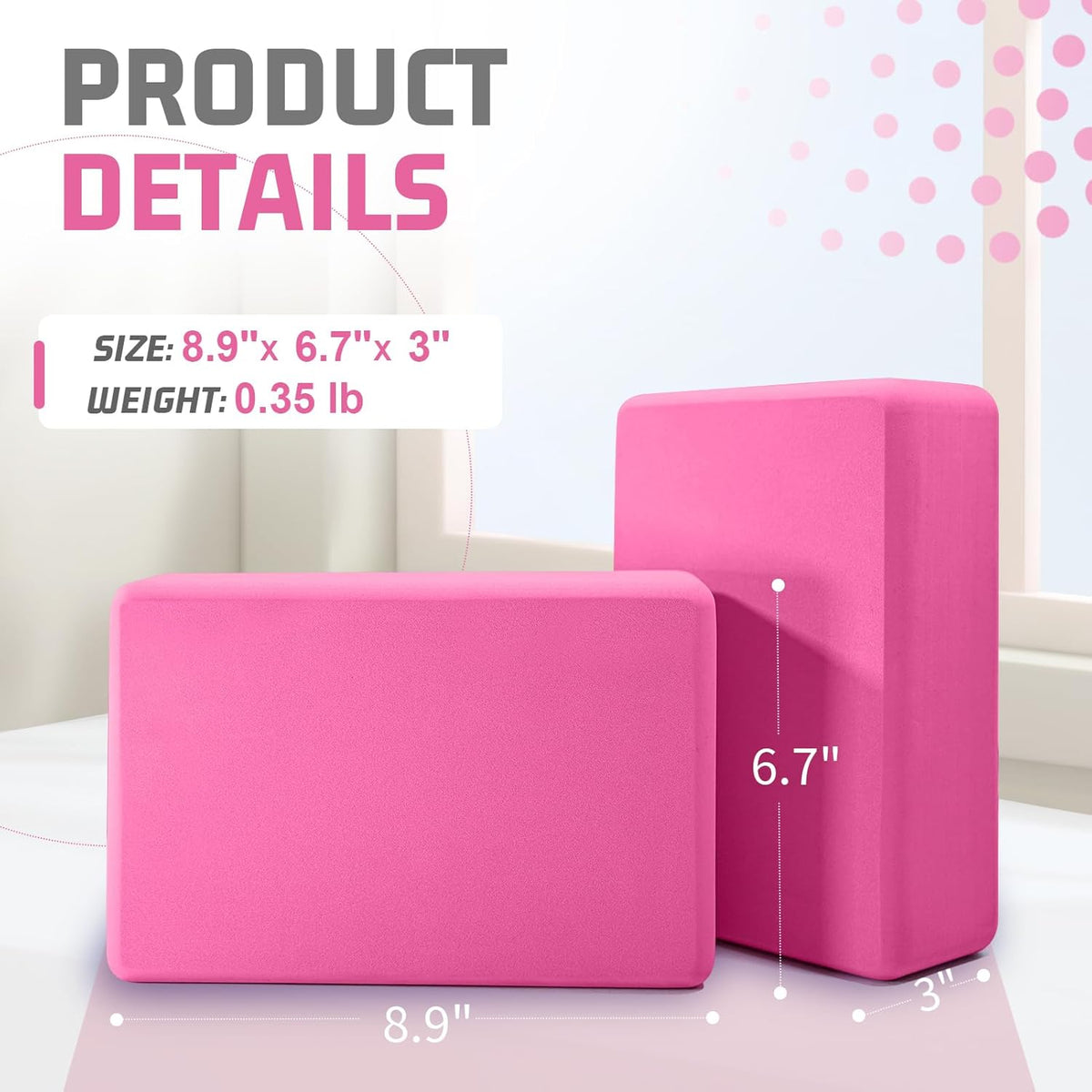 Foam Block Supportive Latex-Free with Rounded Edges, Non-Slip Exercise Blocks for Pilates, Meditation, Balance, Stretching and Deep Poses
