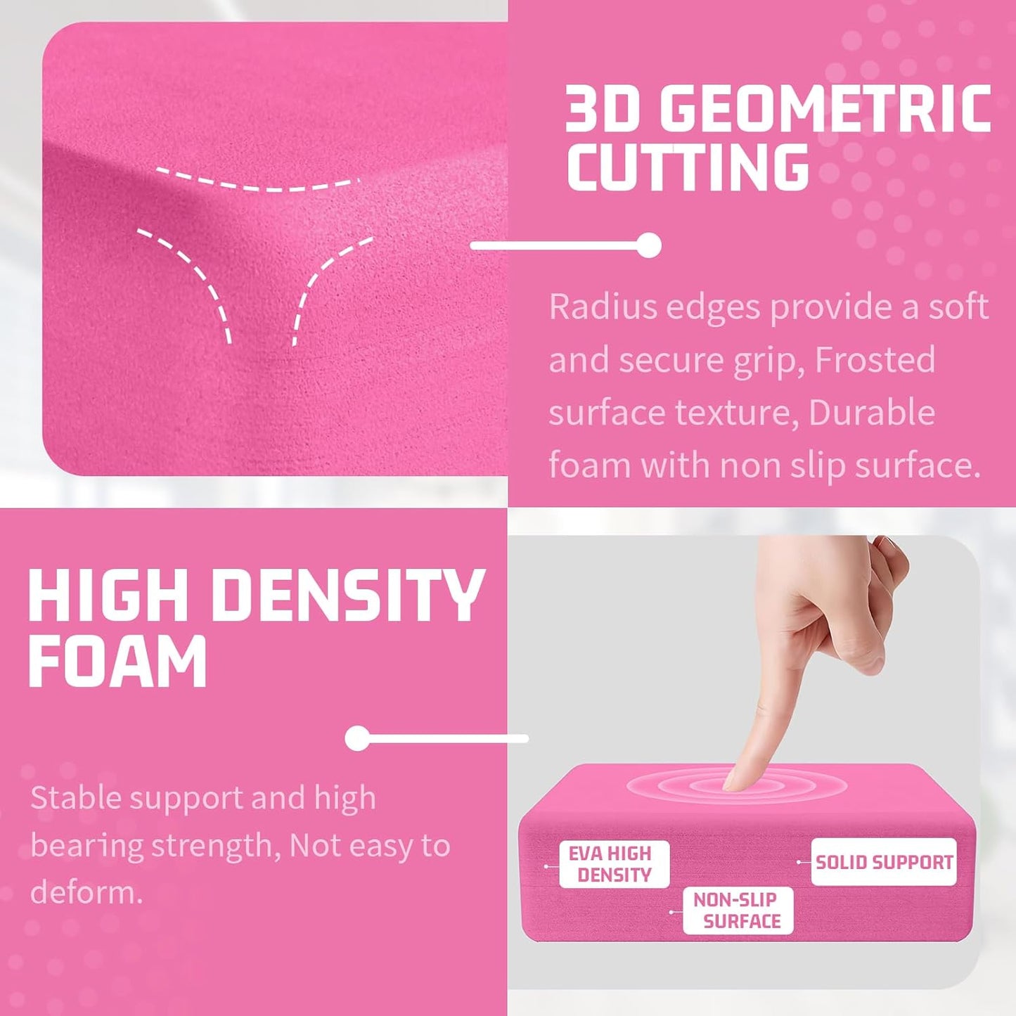 Foam Block Supportive Latex-Free with Rounded Edges, Non-Slip Exercise Blocks for Pilates, Meditation, Balance, Stretching and Deep Poses