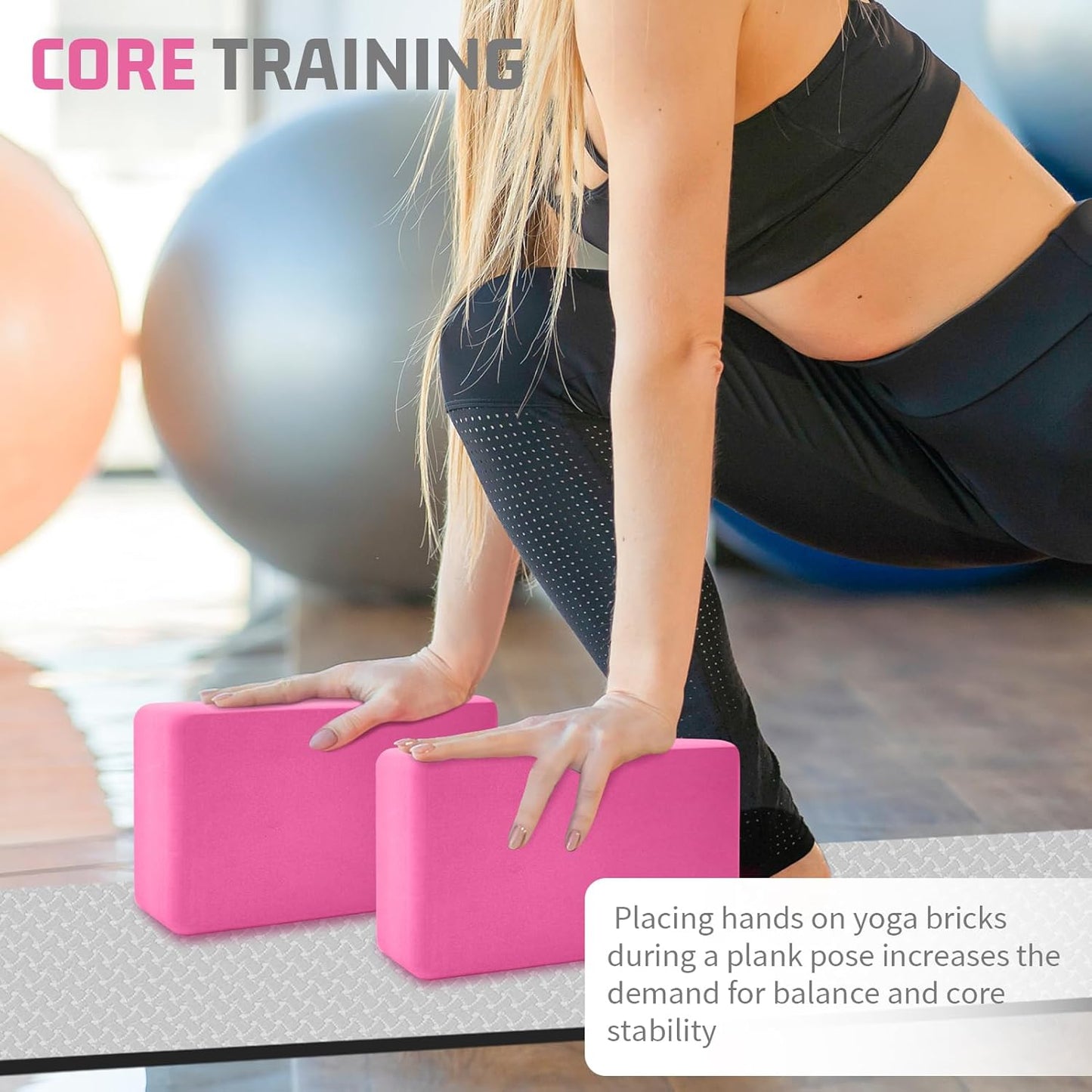 Foam Block Supportive Latex-Free with Rounded Edges, Non-Slip Exercise Blocks for Pilates, Meditation, Balance, Stretching and Deep Poses