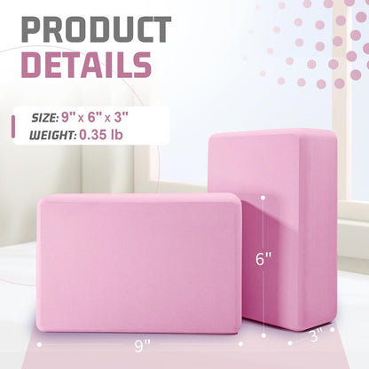 Foam Block Supportive Latex-Free with Rounded Edges, Non-Slip Exercise Blocks for Pilates, Meditation, Balance, Stretching and Deep Poses