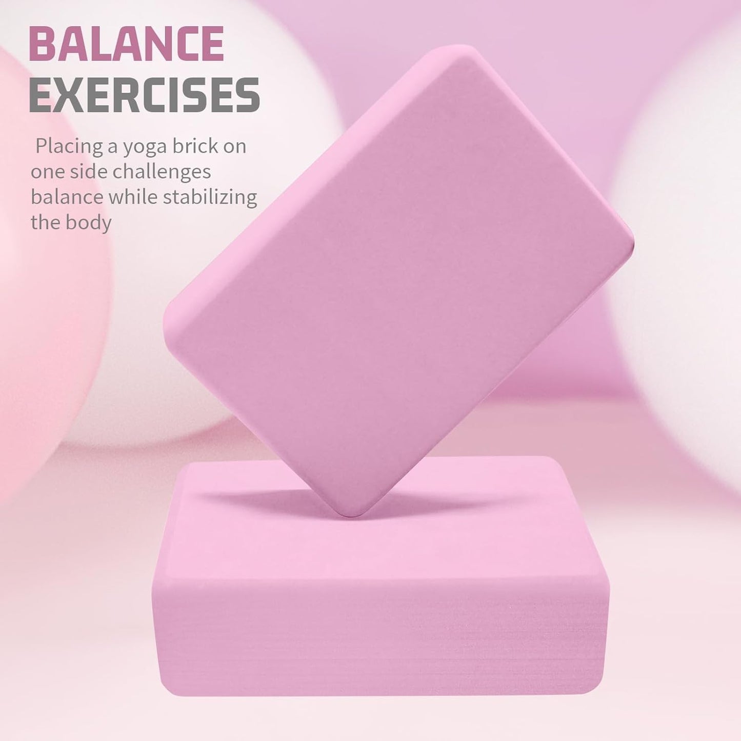 Foam Block Supportive Latex-Free with Rounded Edges, Non-Slip Exercise Blocks for Pilates, Meditation, Balance, Stretching and Deep Poses