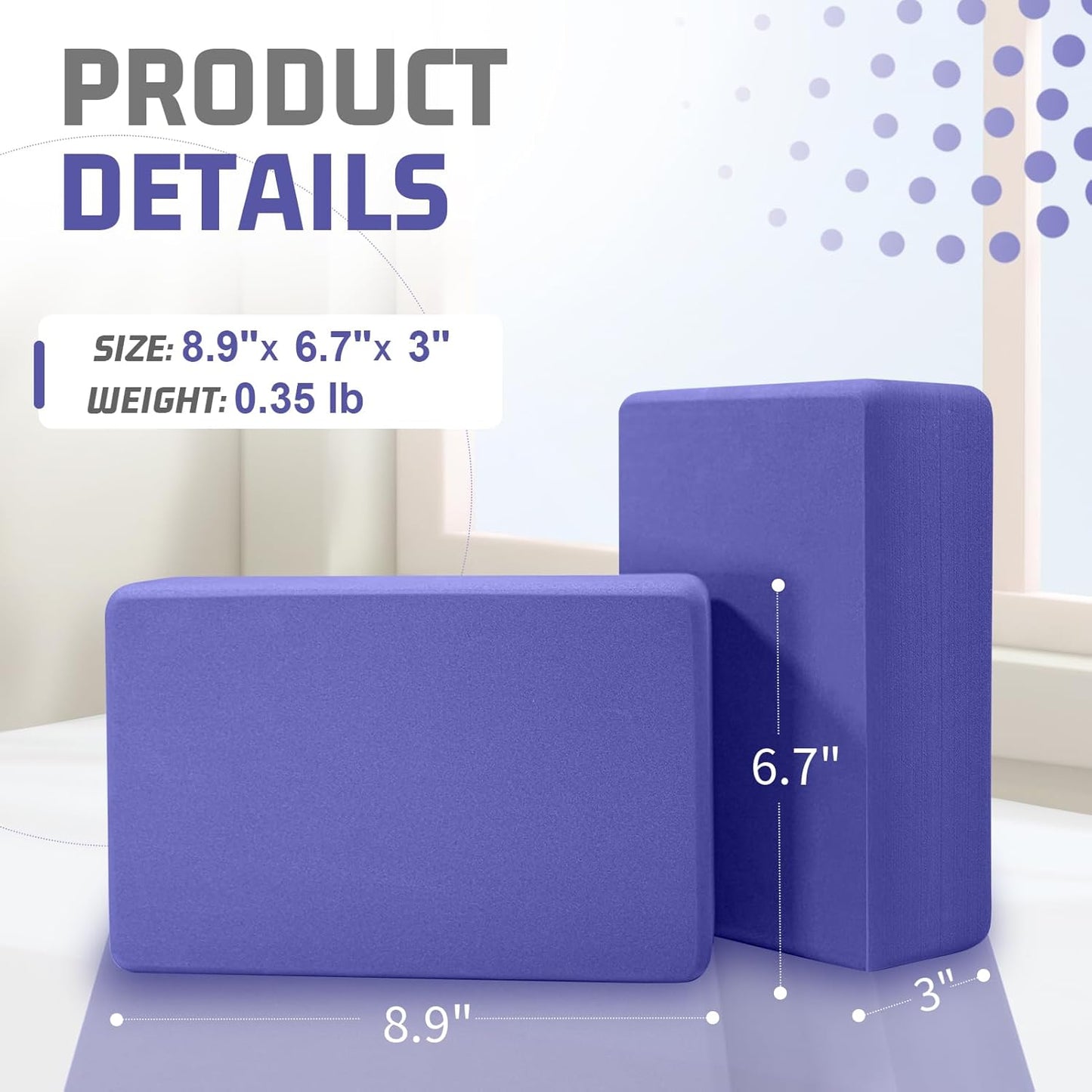 Foam Block Supportive Latex-Free with Rounded Edges, Non-Slip Exercise Blocks for Pilates, Meditation, Balance, Stretching and Deep Poses
