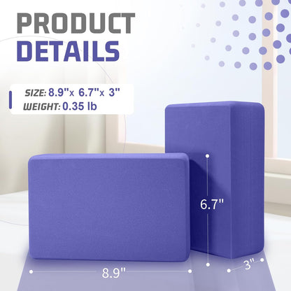 Foam Block Supportive Latex-Free with Rounded Edges, Non-Slip Exercise Blocks for Pilates, Meditation, Balance, Stretching and Deep Poses
