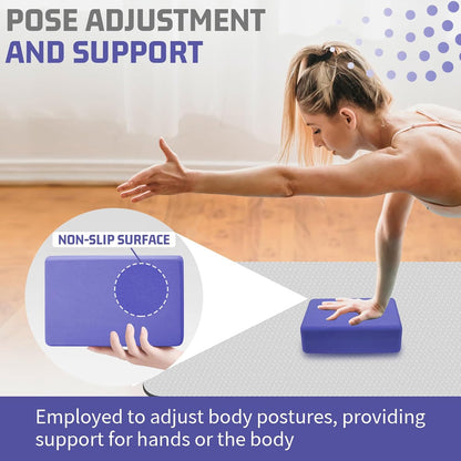 Foam Block Supportive Latex-Free with Rounded Edges, Non-Slip Exercise Blocks for Pilates, Meditation, Balance, Stretching and Deep Poses