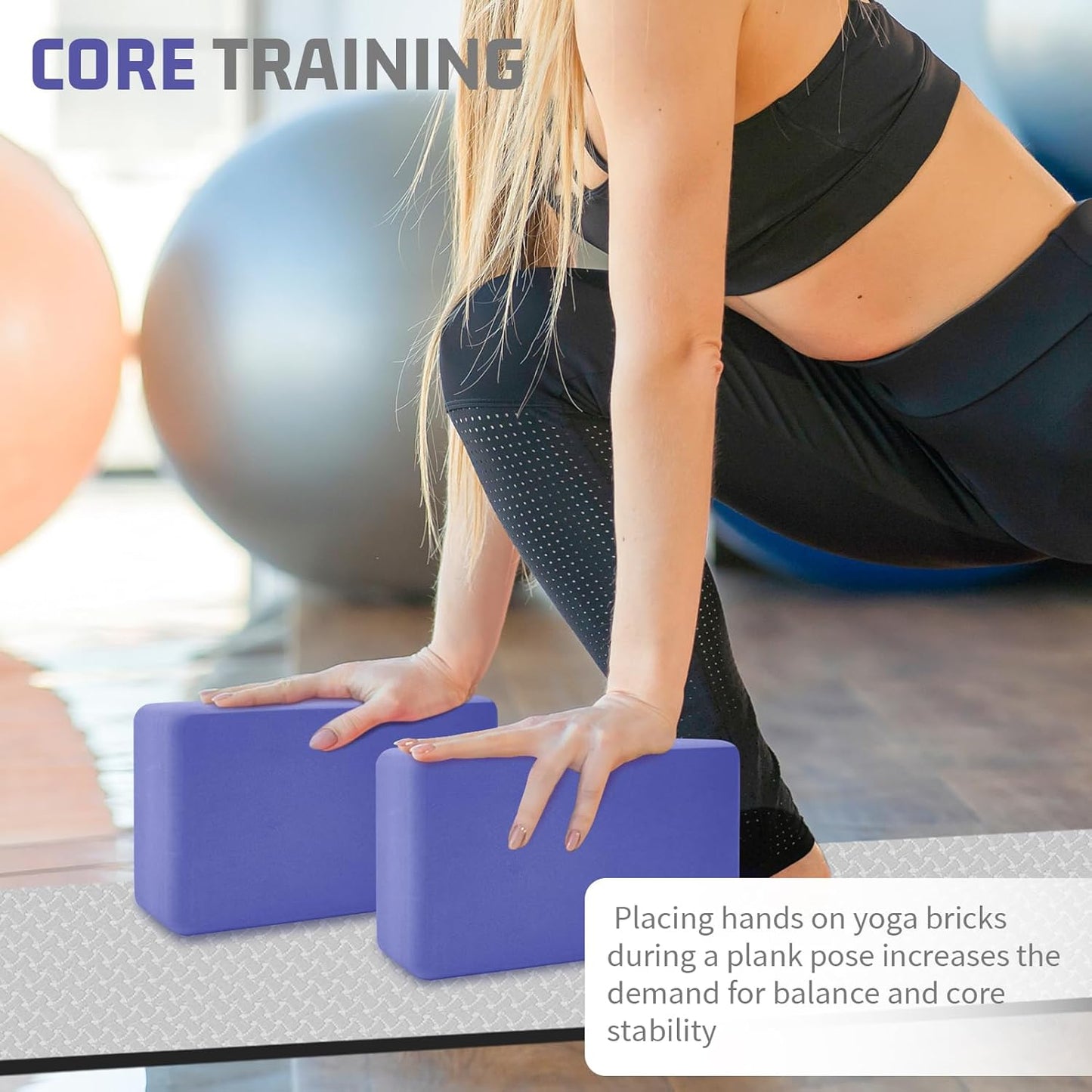 Foam Block Supportive Latex-Free with Rounded Edges, Non-Slip Exercise Blocks for Pilates, Meditation, Balance, Stretching and Deep Poses