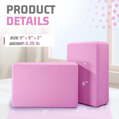 Foam Block Supportive Latex-Free with Rounded Edges, Non-Slip Exercise Blocks for Pilates, Meditation, Balance, Stretching and Deep Poses