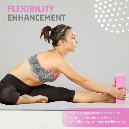 Foam Block Supportive Latex-Free with Rounded Edges, Non-Slip Exercise Blocks for Pilates, Meditation, Balance, Stretching and Deep Poses