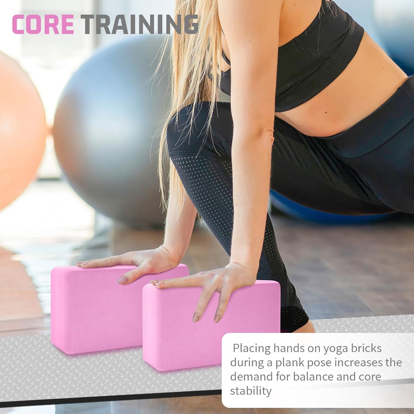 Foam Block Supportive Latex-Free with Rounded Edges, Non-Slip Exercise Blocks for Pilates, Meditation, Balance, Stretching and Deep Poses