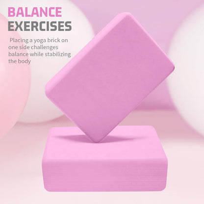 Foam Block Supportive Latex-Free with Rounded Edges, Non-Slip Exercise Blocks for Pilates, Meditation, Balance, Stretching and Deep Poses
