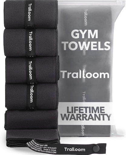 Microfiber Gym Towels, Quick Dry, Highly Absorbing, Odor-Free | Men & Women - Workout Sweat Sports Towel for Hot Yoga, Tennis, Running, Exercise, Working Out, Camping, Set of 5