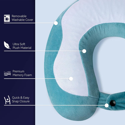 Travel Neck Pillow for Airplane, Memory Foam Neck Pillow with Removable Cover, Comfortable Airplane Pillow for Travel
