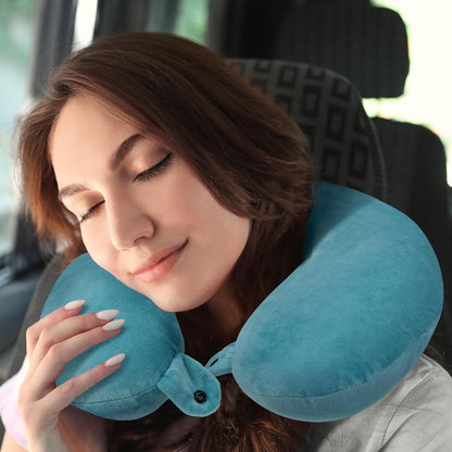 Travel Neck Pillow for Airplane, Memory Foam Neck Pillow with Removable Cover, Comfortable Airplane Pillow for Travel