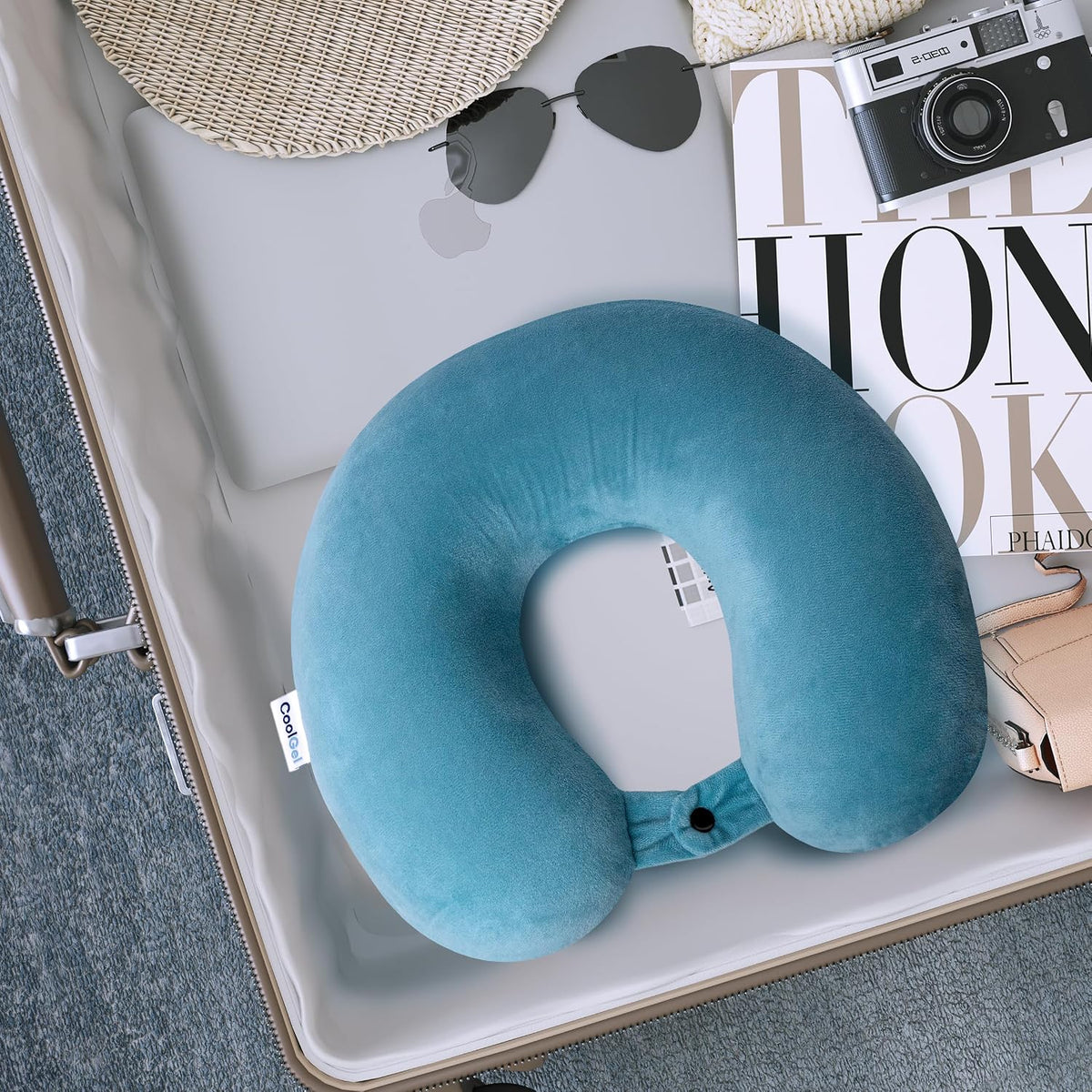 Travel Neck Pillow for Airplane, Memory Foam Neck Pillow with Removable Cover, Comfortable Airplane Pillow for Travel