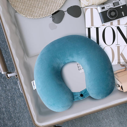 Travel Neck Pillow for Airplane, Memory Foam Neck Pillow with Removable Cover, Comfortable Airplane Pillow for Travel
