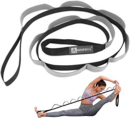 Half-Elastic Stretch Straps with 11 Loops, Stretching Strap for Physical Therapy, Multi-Loop Yoga Strap Fitness Exercise Strap for Yoga, Pilates, Dance, Flexibility&Exercise