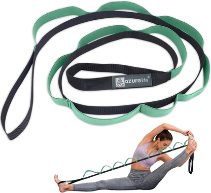Half-Elastic Stretch Straps with 11 Loops, Stretching Strap for Physical Therapy, Multi-Loop Yoga Strap Fitness Exercise Strap for Yoga, Pilates, Dance, Flexibility&Exercise