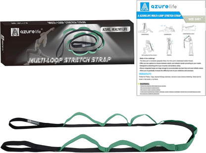 Half-Elastic Stretch Straps with 11 Loops, Stretching Strap for Physical Therapy, Multi-Loop Yoga Strap Fitness Exercise Strap for Yoga, Pilates, Dance, Flexibility&Exercise