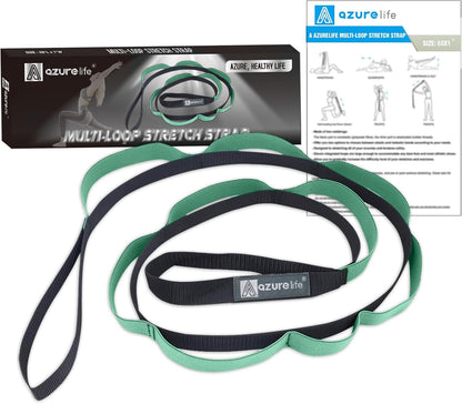 Half-Elastic Stretch Straps with 11 Loops, Stretching Strap for Physical Therapy, Multi-Loop Yoga Strap Fitness Exercise Strap for Yoga, Pilates, Dance, Flexibility&Exercise