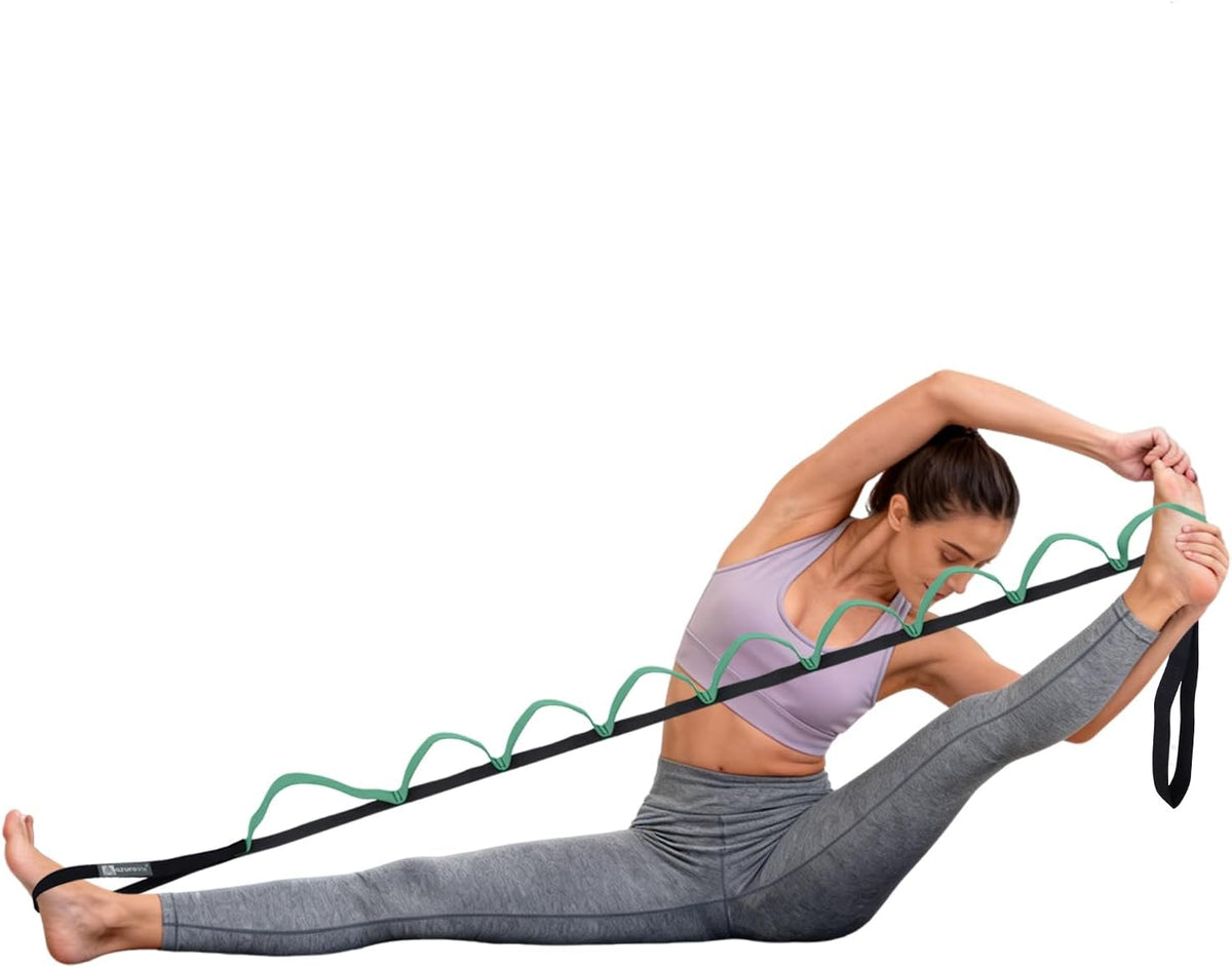 Half-Elastic Stretch Straps with 11 Loops, Stretching Strap for Physical Therapy, Multi-Loop Yoga Strap Fitness Exercise Strap for Yoga, Pilates, Dance, Flexibility&Exercise