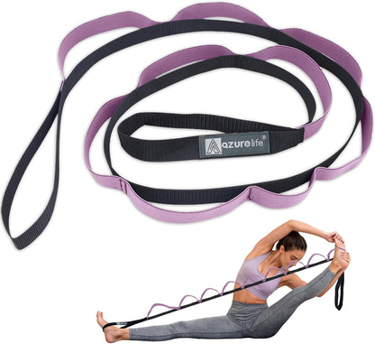 Half-Elastic Stretch Straps with 11 Loops, Stretching Strap for Physical Therapy, Multi-Loop Yoga Strap Fitness Exercise Strap for Yoga, Pilates, Dance, Flexibility&Exercise