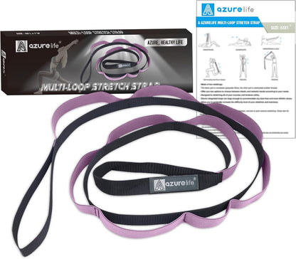 Half-Elastic Stretch Straps with 11 Loops, Stretching Strap for Physical Therapy, Multi-Loop Yoga Strap Fitness Exercise Strap for Yoga, Pilates, Dance, Flexibility&Exercise